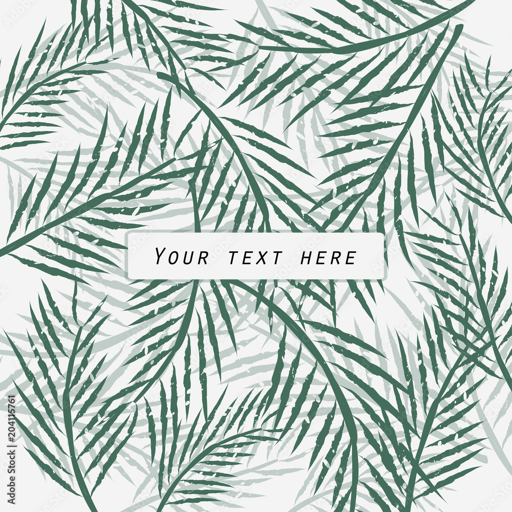 Greeting card design on palm leaves background