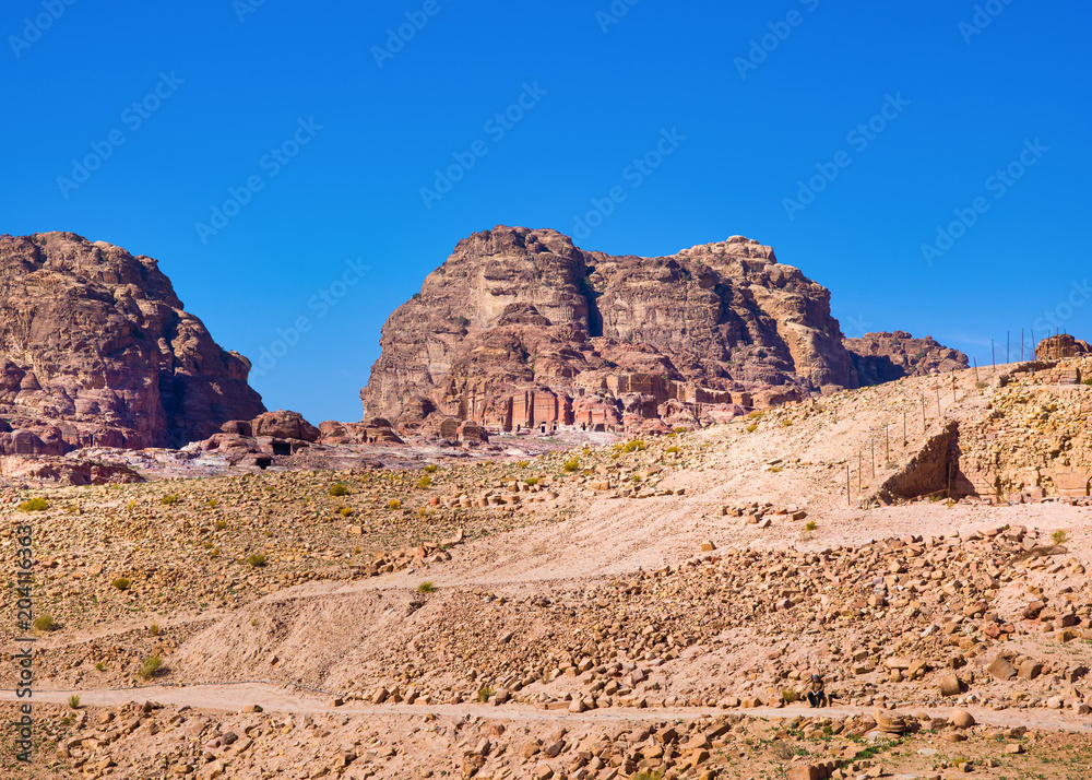 Panoramic view of the hidden city of Petra