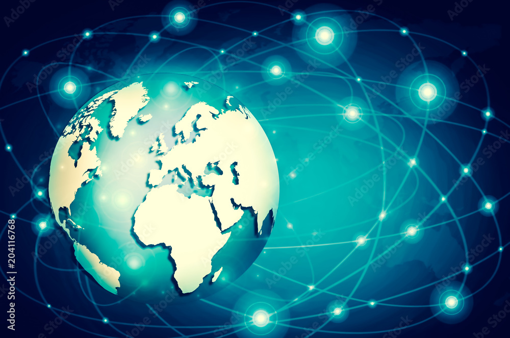 Best Internet Concept of global business. Globe, glowing lines o Best Internet Concept of global business. Globe, glowing lines o
