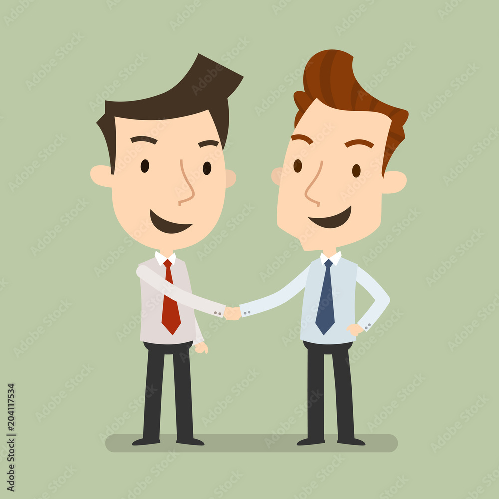 Successful negotiations, Business partners, Handshake between two businessmen, Business concept, Vector illustration