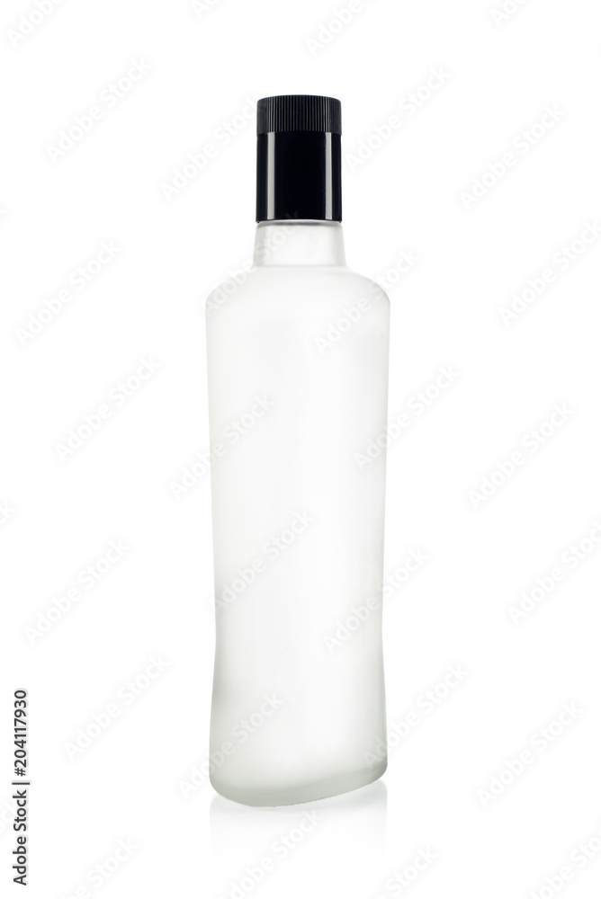 Unlabeled white vodka bottle ready to design on white background Unlabeled white vodka bottle ready to design on white background