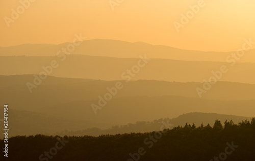 Golden autumn on the slopes of the mountains