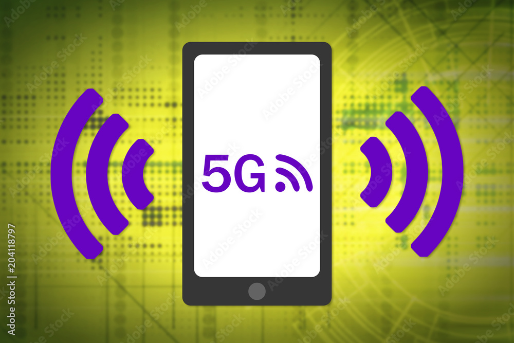 5G wireless concept. 5G Smartphone with wireless waves icon. Complementary colors 5G wireless concept. 5G Smartphone with wireless waves icon. Complementary colors