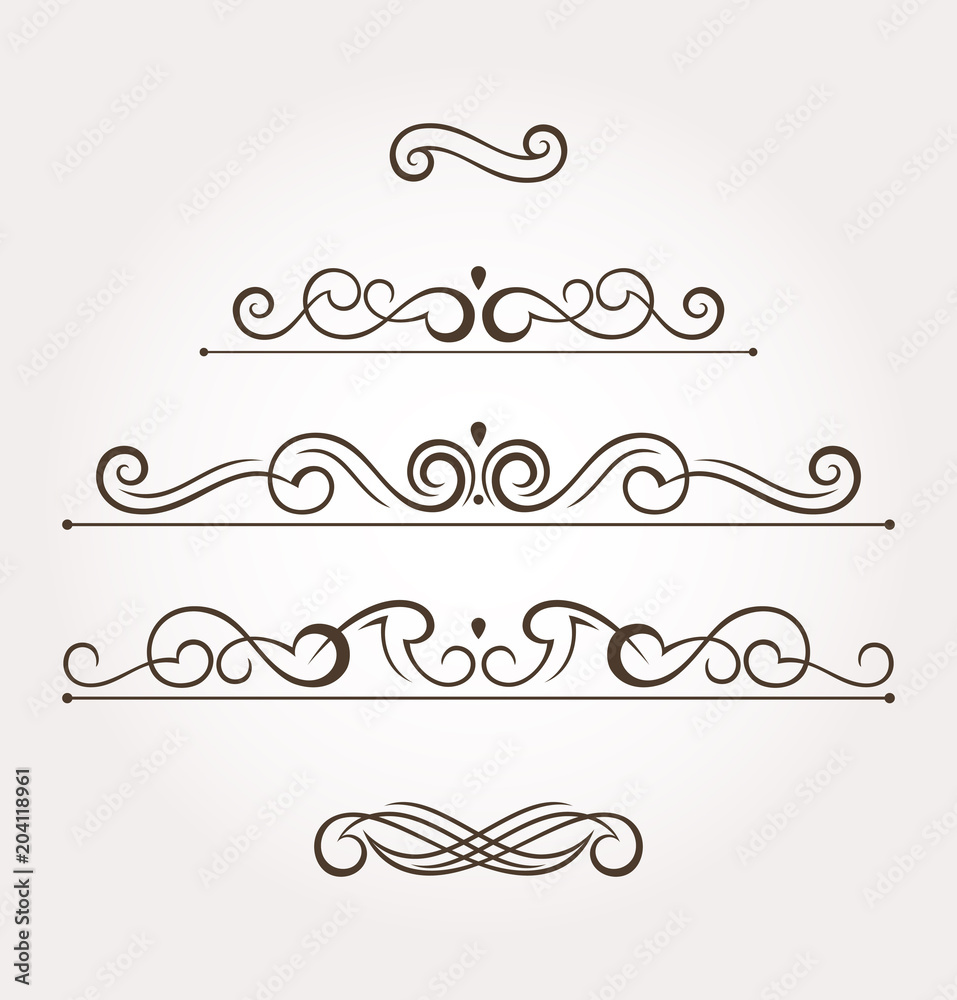 Set of five fancy design elements and page decoration. Vector illustration  Stock Vector | Adobe Stock
