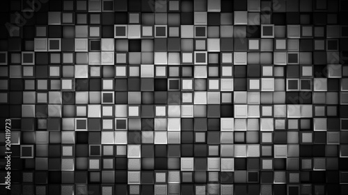 Wall of black and white 3D cubes abstract background