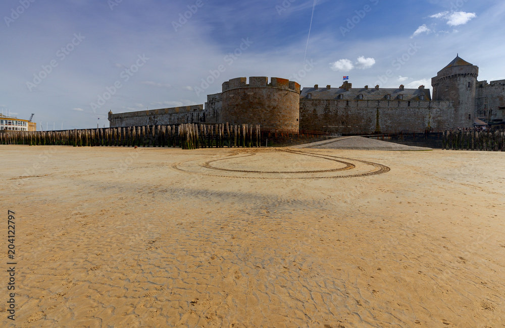 Saint-Malo. Sandy beach at low tide. Saint-Malo. Sandy beach at low tide.