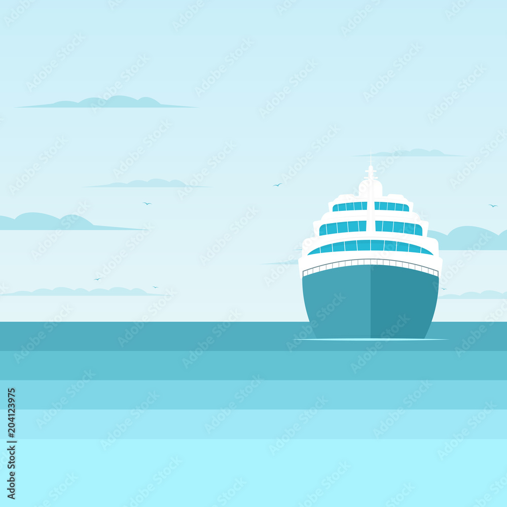 Fototapeta premium cruise liner in the sea, front view