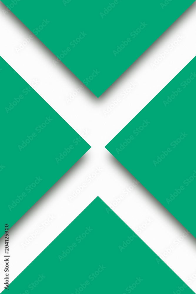 Paper style. Random objects concept on white background. Creative mockup design. Green. Paper style. Random objects concept on white background. Creative mockup design. Green.