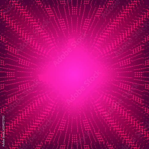 Abstraction stars, rays, pulsar. Neutron weapon, Strobe light. Holographic projection. Pink color.