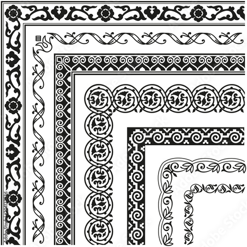 Border, lines ornamental vinage set with corner