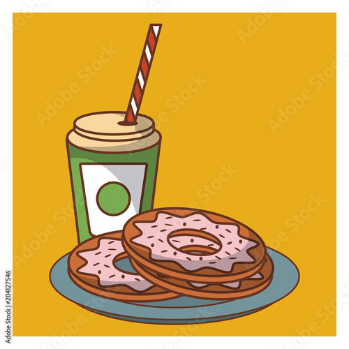 Donuts and desserts food cartoons vector illustration graphic design