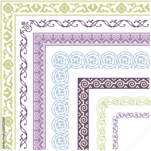 Border, lines ornamental vinage set with corner photo