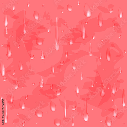 Seamless pattern - raindrops on window. Vector. Pink sunset.