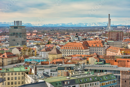 Aerial view over the city of Munich