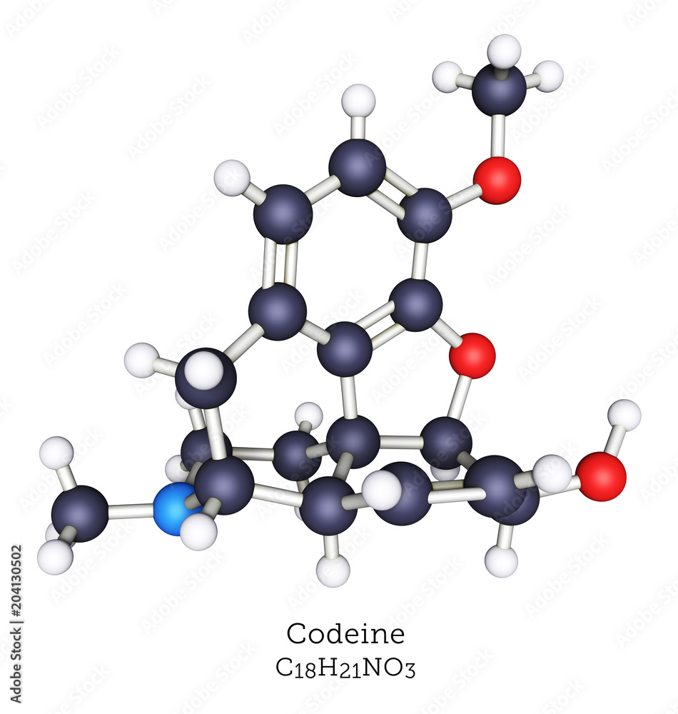 Obraz premium Ball-and-Stick Molecular Model of Codeine