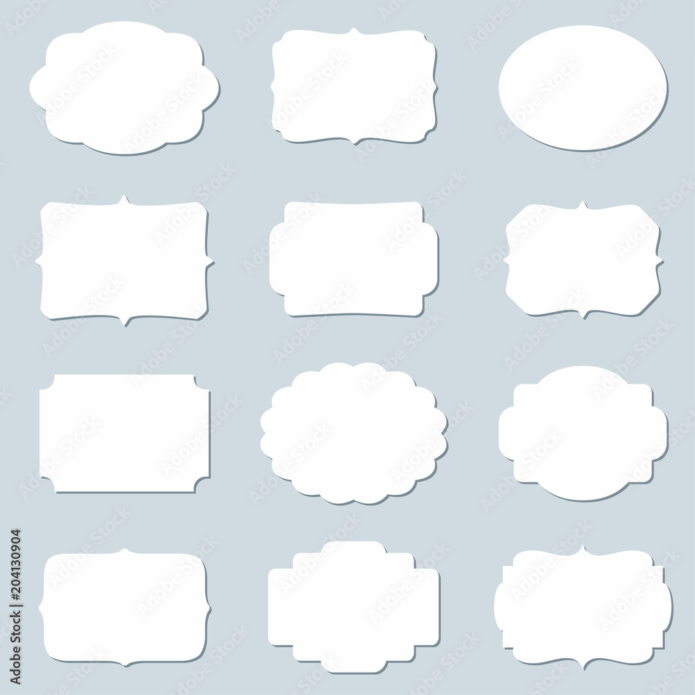 Vector set of blank frames and empty tags