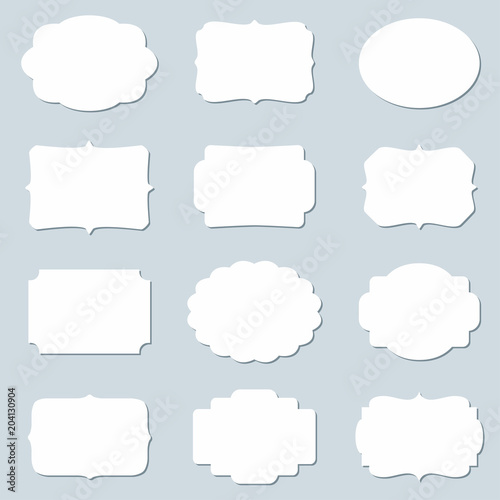 Vector set of blank frames and empty tags