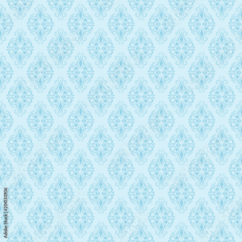 Seamless blue damask pattern. Vector illustration
