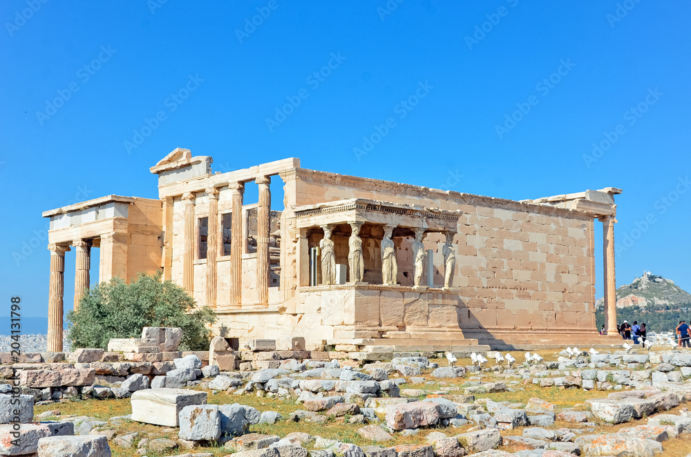 Ruins of the Temple of Erechtheion  in the Acropolis.