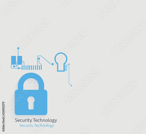Abstract technology security on global network background, vector illustration