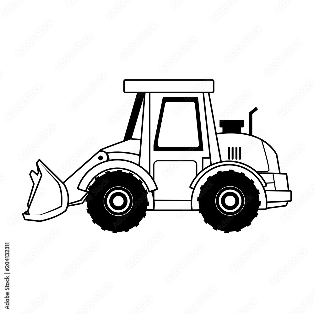 Naklejka premium Construction backhoe vehicle vector illustration graphic design