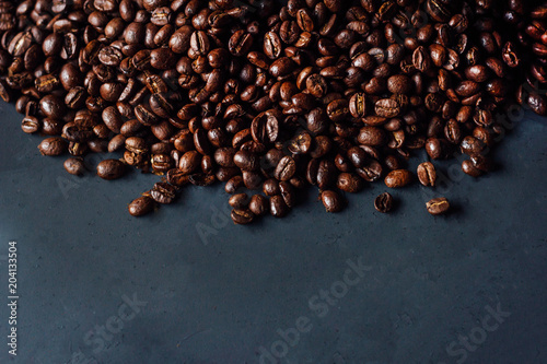 roasted coffee beans with copy space