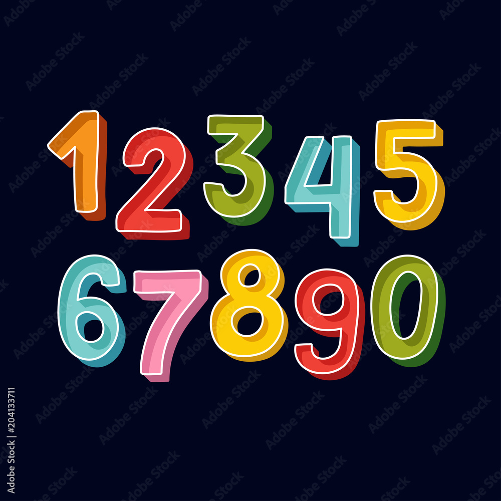 Cute Handdrawn numbers set for kids made in vector. Doodle math elements from 0 to 9. Isolated characters. Cute Handdrawn numbers set for kids made in vector. Doodle math elements from 0 to 9. Isolated characters.