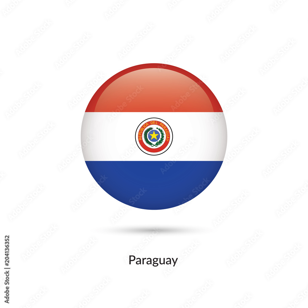 Paraguay flag - round glossy button. Vector Illustration Paraguay flag - round glossy button. Vector Illustration