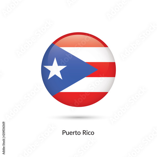 Puerto Rico flag - round glossy button. Vector Illustration photo