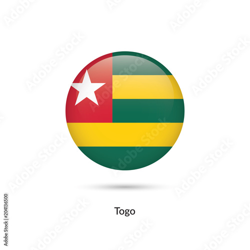 Togo flag - round glossy button. Vector Illustration
