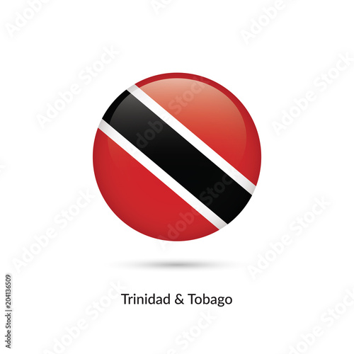 Free Download Trinindad and Tobago flag - round glossy button. Vector Illustration - GFXLoad