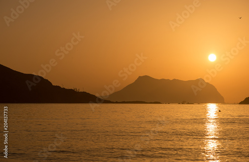 Sunrise on a beach in Aguilas, Murcia