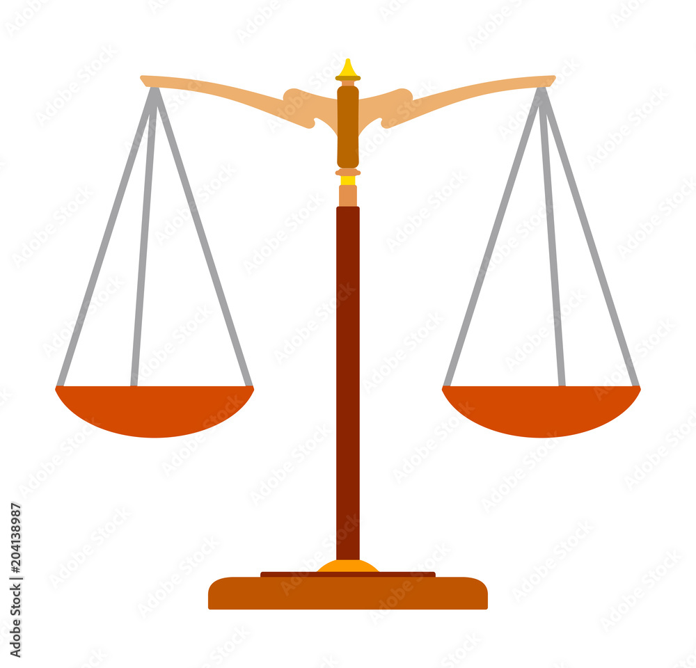 Vetor de Colorful flat icon of scales of justice. Law balance symbol.  Vector illustration for your design. do Stock | Adobe Stock