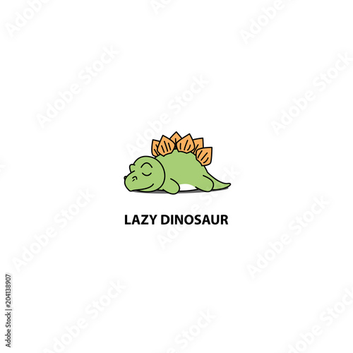 Lazy dinosaur, cute stegosaurus sleeping icon, logo design, vector illustration