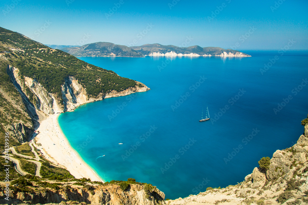 Myrtos bay and beach on Kefalonia island, Greece.