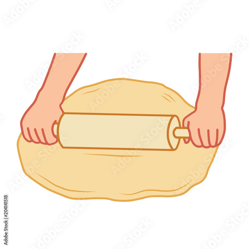 Rolling out dough. Color contour