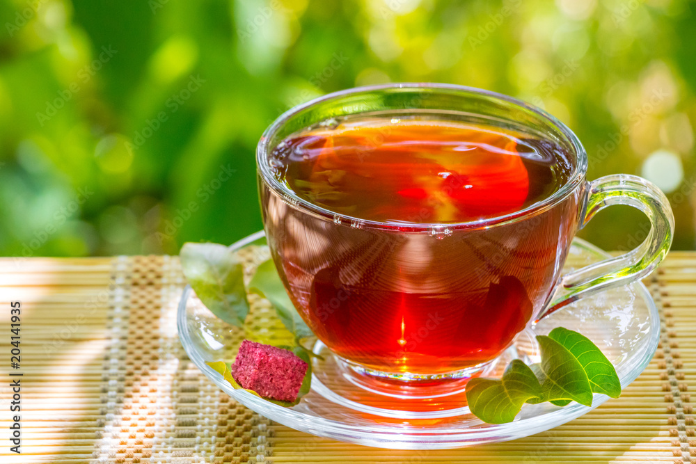 Black tea beautifully composed in the nature Black tea beautifully composed in the nature