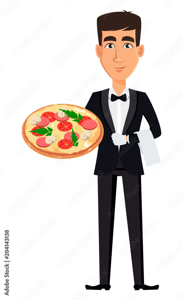 Handsome waiter wearing a professional uniform Handsome waiter wearing a professional uniform