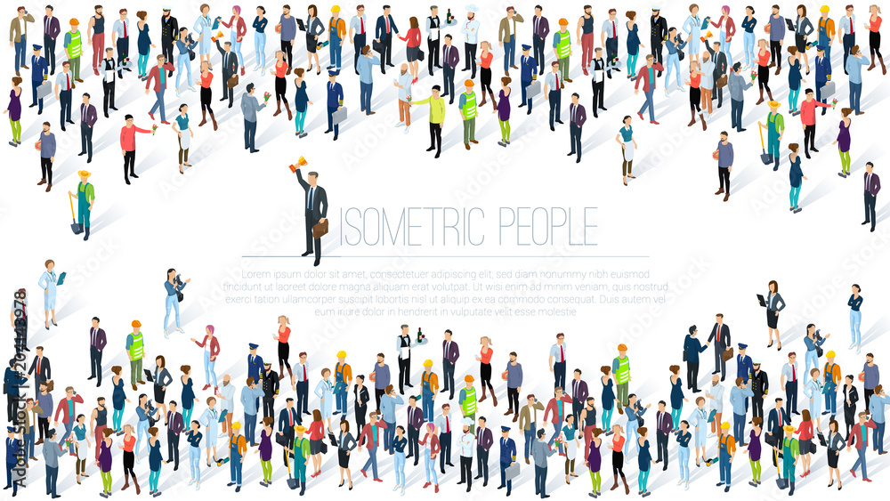 Isometric People crowd. - obrazy, fototapety, plakaty 