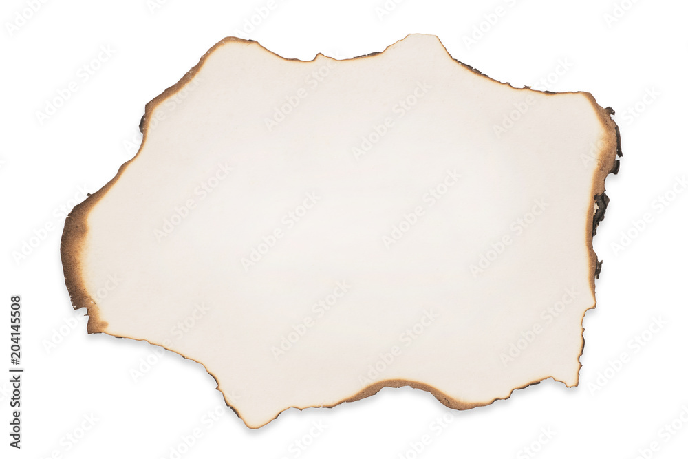 Paper piece with burnt torn edges isolated with clipping path Paper piece with burnt torn edges isolated with clipping path