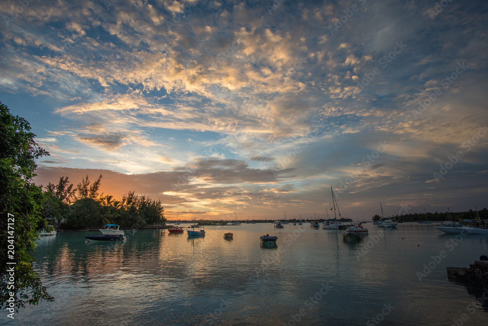 Sunset on Mauritius island