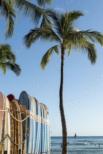 Surfboards on Waikiki beach © misunseo