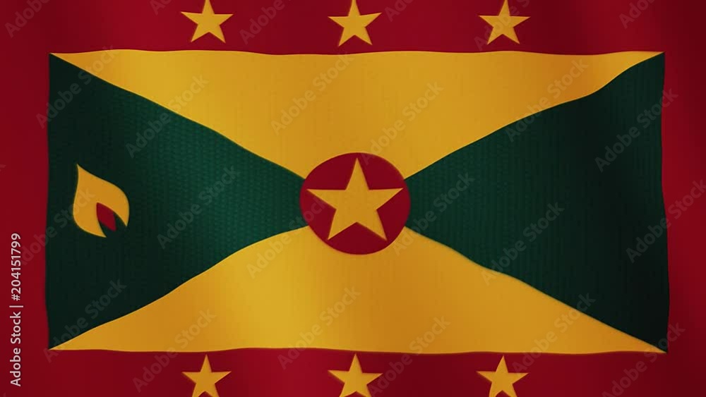 Grenada flag waving animation. Full Screen. Symbol of the country.