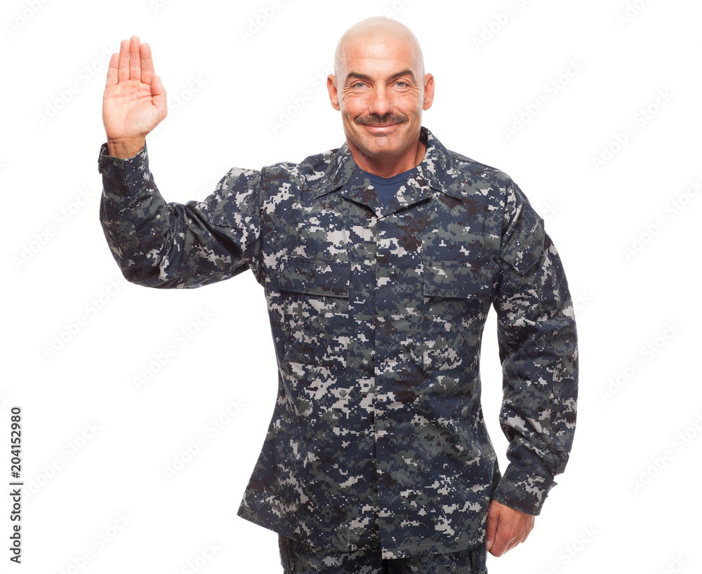 Sailor giving oath while on white background. Sailor giving oath while on white background.