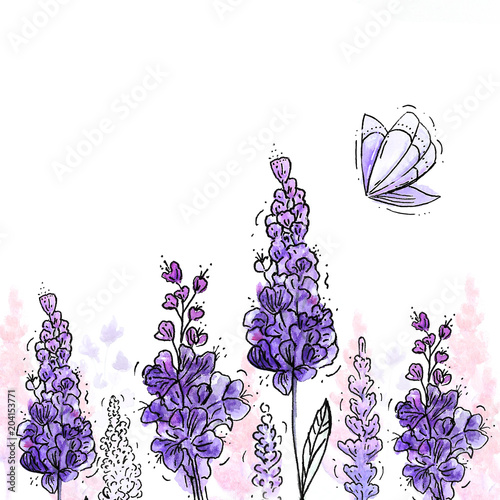 Watercolor lavender texture background. Good for textile, woman`s design, spa and beauty salon, digital paper, scrapbooking