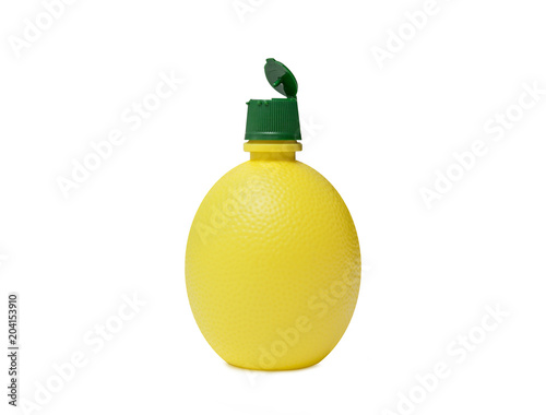 lemon juice in a bottle, isolated, on a white background