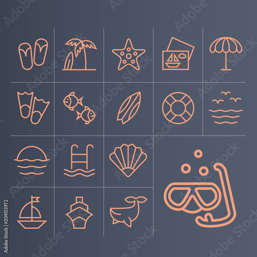 Icons holiday by sea