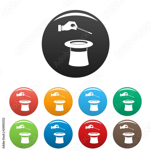 Hat with hand icon. Simple illustration of hat with hand vector icons set color isolated on white