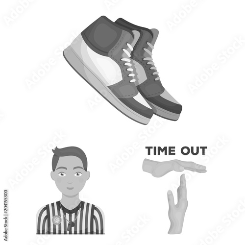 Basketball and attributes monochrome icons in set collection for design.Basketball player and equipment vector symbol stock web illustration.