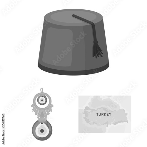 Turkey country monochrome icons in set collection for design.Travel and attractions vector symbol stock web illustration.